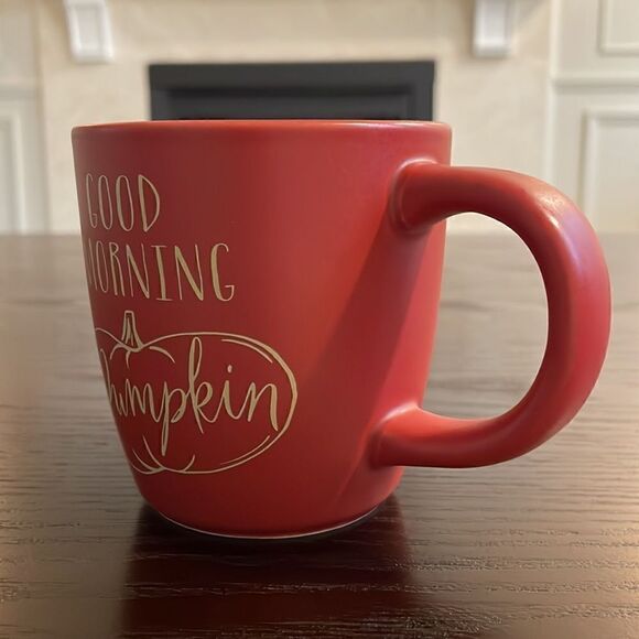 Indigo Good Morning Pumpkin Dark Orange/Red Mug with Pumpkin Excellent Condition - Picture 5 of 7